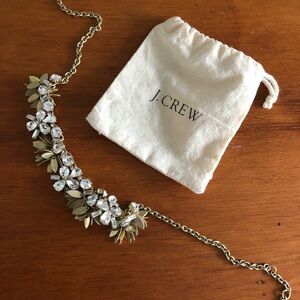 NWOT J Crew Crystal-Rhinestone Flower & Gold-Plated Brass Statement Necklace